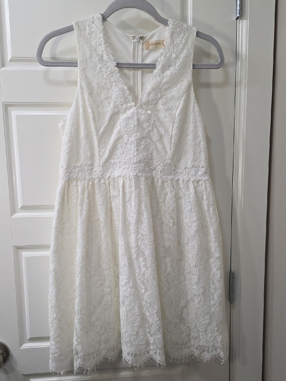 Altar'd State White Floral Lace A-Line Dress - Jrs Large